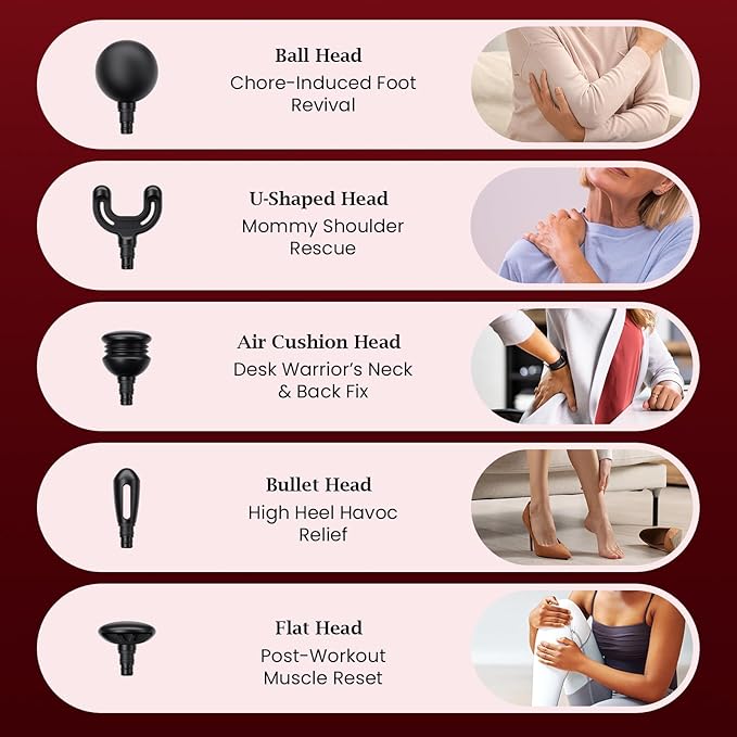 BOB AND BRAD Q2 Mini Massage Gun for Women - Portable Muscle Pain Relief, Powerful Deep Tissue Percussion Massager, Ultra Quiet Handheld Massager, Designed for Travel - Red