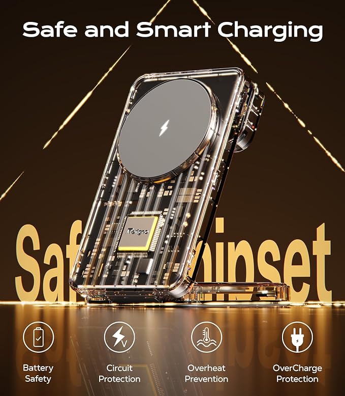 3 in 1 Magnetic Charging Station, 15W Fast Wireless Charger Compatible with MagSafe Charger Stand for iPhone 17 16 15 14 13 12, Apple Watch Charger & AirPods, Foldable Travel Charging Dock, Black