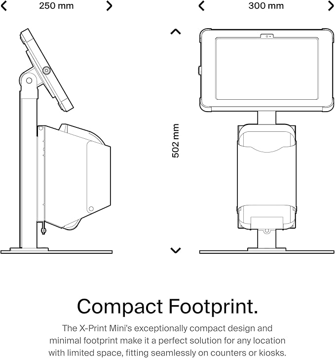 SPROCKET X Print Mini Desktop Tablet Stand with Brother QL Label Printer Integration - Professional iPad Stand for Desk That Reimagines Visitor Management and Check-in - Compatible with iPad 11”