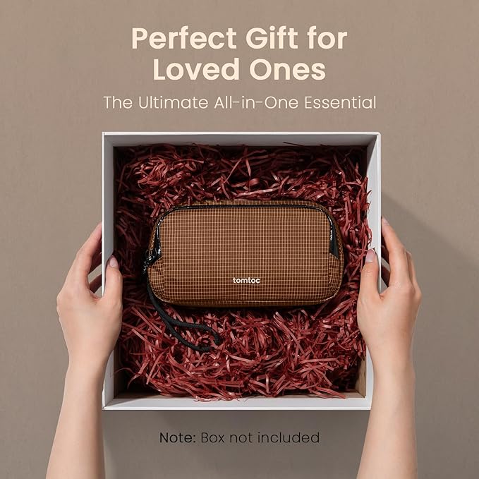 tomtoc Electronic Organizer Travel Case Performance, Water Resistant Dual Compartment Cable Organization Storage Bag for Charger, Cord, Phone, Hard Drive, Power Bank, Accessories Travel Essentials