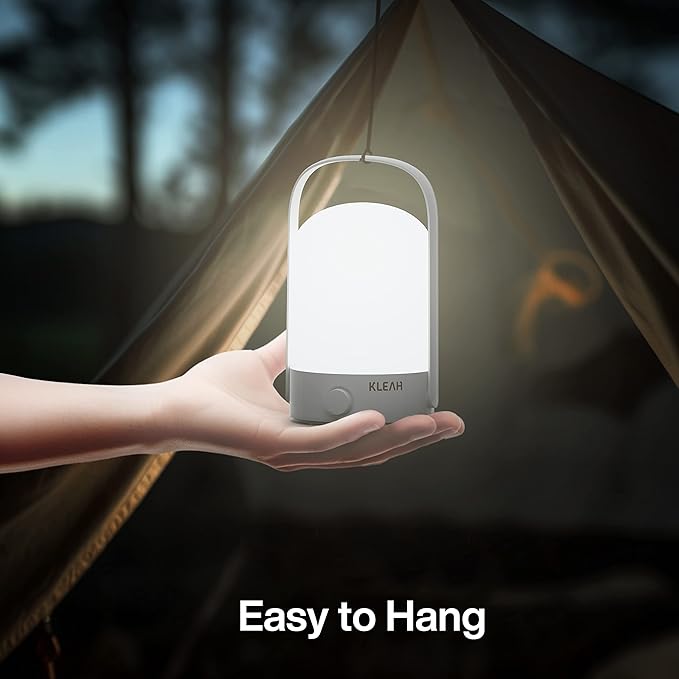 KLEAH Portable Cordless Lantern Table Lamp, 360° Portable Handle, Stepless Dimmer, Powerful Long-Lasting 50hrs, Rechargeable LED Lantern for Camping Bedroom Party