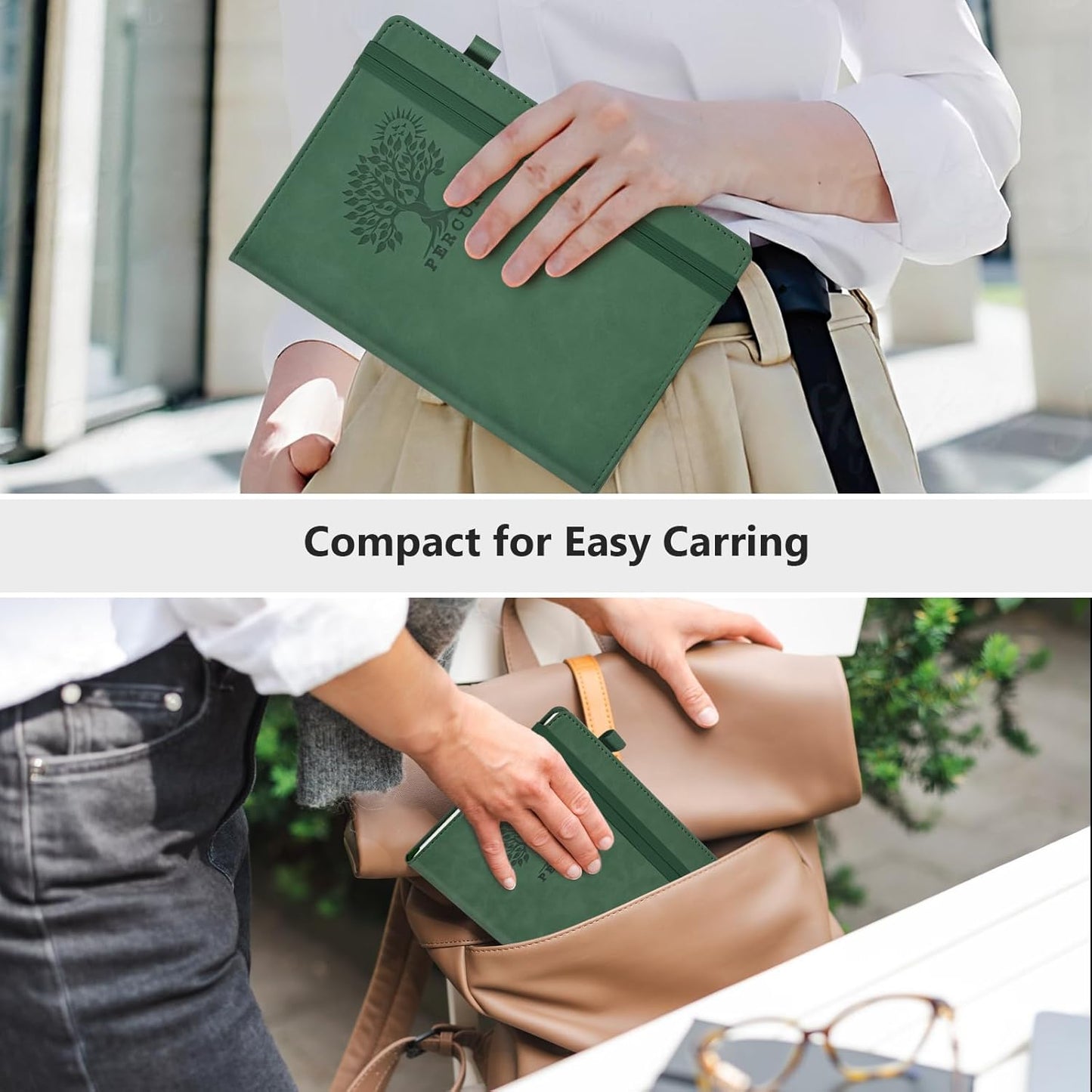 PERCUN Dotted Journal Notebook for Men & Women, 160 Pages Dot Grid notebook for Note Taking, Bullet Journaling Notebook for Work, School, Travel, Writing, A5 Hardcover 5.9" x 8.5"(Green)