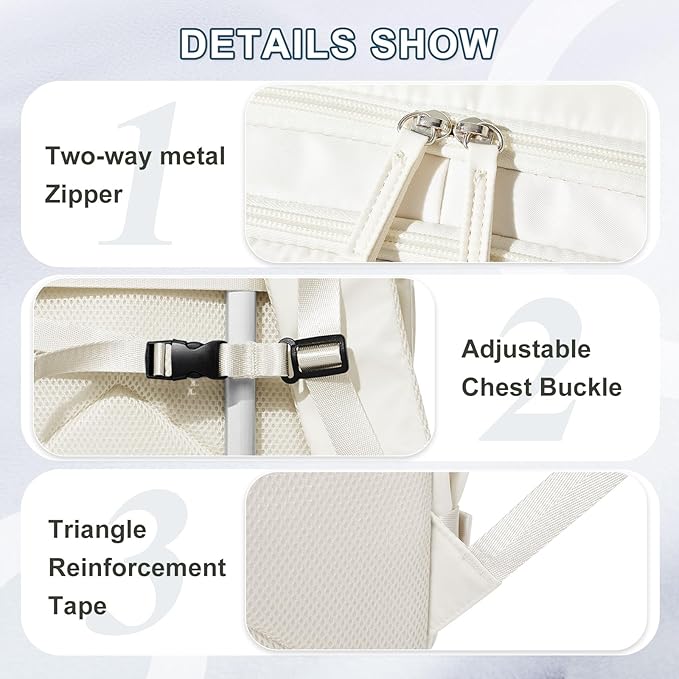 VECAVE Carry On Backpack for Women, Airline Approved Large Travel Backpack Flight Approved, Waterproof 14 Inch Laptop Backpack Business Work Backpacks Bag Men Mochila De Viaje Beige.