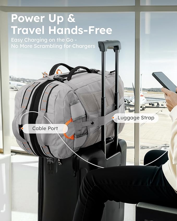 Tolaccea Travel Laptop Backpack, Large Carry on Backpack Flight Approved Convertible Duffle Luggage Bag Daypack Work Business Rucksack Fits 16" Laptop for Men Women 3 Carrying Ways, 40L-50L Expandable