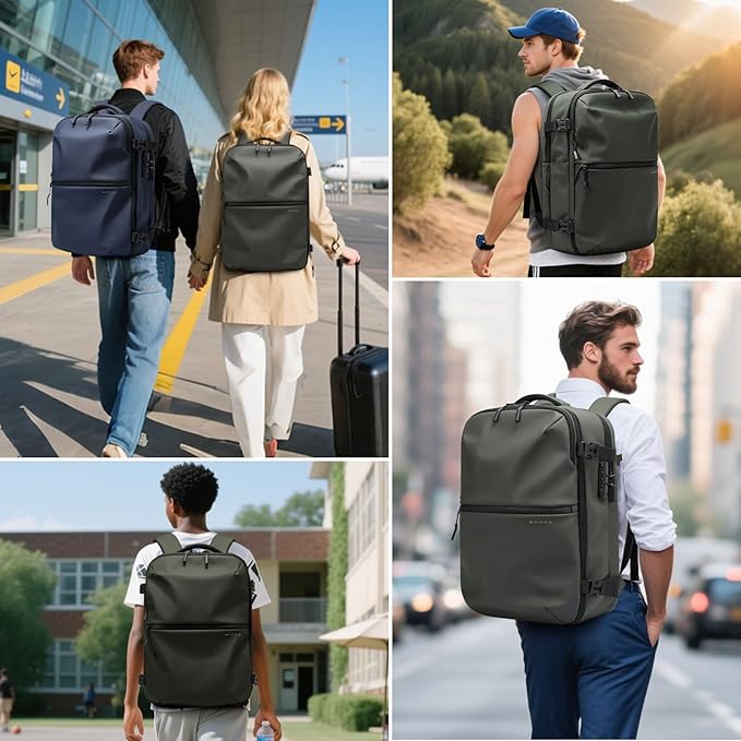 BANGE Travel Backpack with Vacuum Pocket and TSA lock version can hold 15.6 inch Laptop suitable Overnight Flight Approved Anti-theft Bag