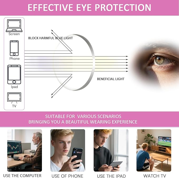 Henotin 6-Pack Reading Glasses Blue Light Blocking Anti Eyestrain Computer Reading Glasses for Women and Men Readers (Mix Color-D, 3.00, Diopters)