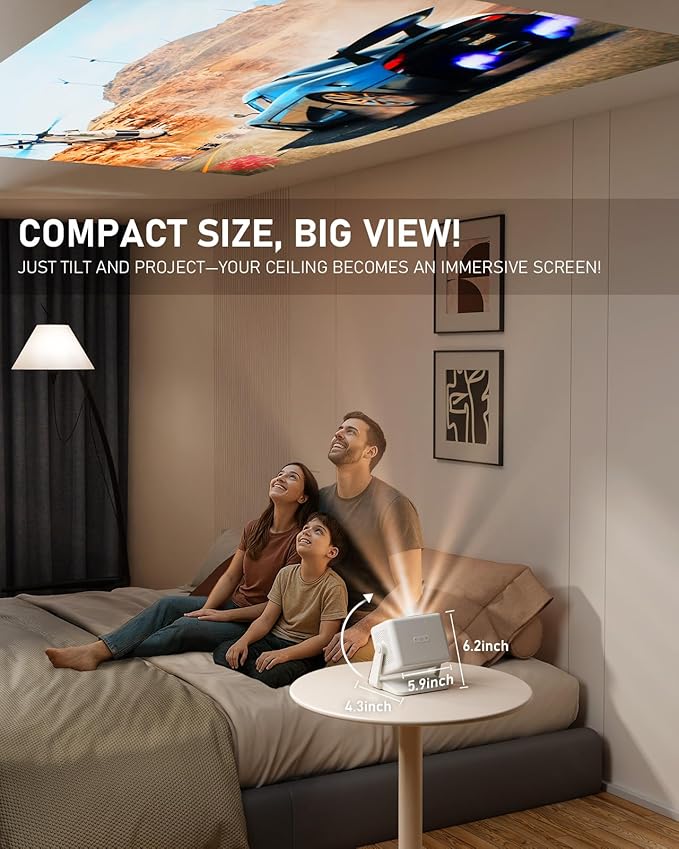 Netflix Projector, VISSPL Full HD 1080P Video Projector, Portable Outdoor Projector with Stand, Kids Gift, Home Theater Movie Phone Projector Compatible with Android/iOS/Windows/TV Stick/HDMI/USB