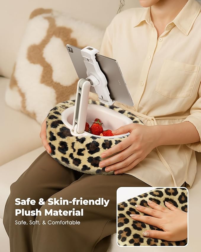 Viozon Tablet Pillow Stand,Kindle Pillow Stand, Compatible with 4-11" Tablet/Phone with Small Bowl, Kindle Holder Accessories,Idea for Reading and Video Watching On Bed,Leopard