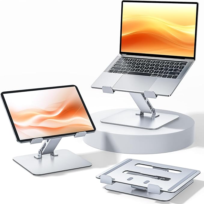 Adjustable Ergonomic Laptop Stand for Desk, Foldable Computer Stand, Stable Aluminum Lectern Notebook Riser & Portable Laptop Holder Mount Compatible with 10-16" MacBook Pro/Air, Dell, HP