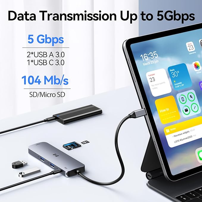 USB C Hub HDMI Adapter for MacBook Pro/Air, 8 in 1 USB C Video Hub with HDMI 4K@60Hz,SD/TF,USB C Data Port,100W PD,USB 3.0 USB CDongle Compatible for Dell XPS/Lenovo Thinkpad/HP/Surface/Yoga etc