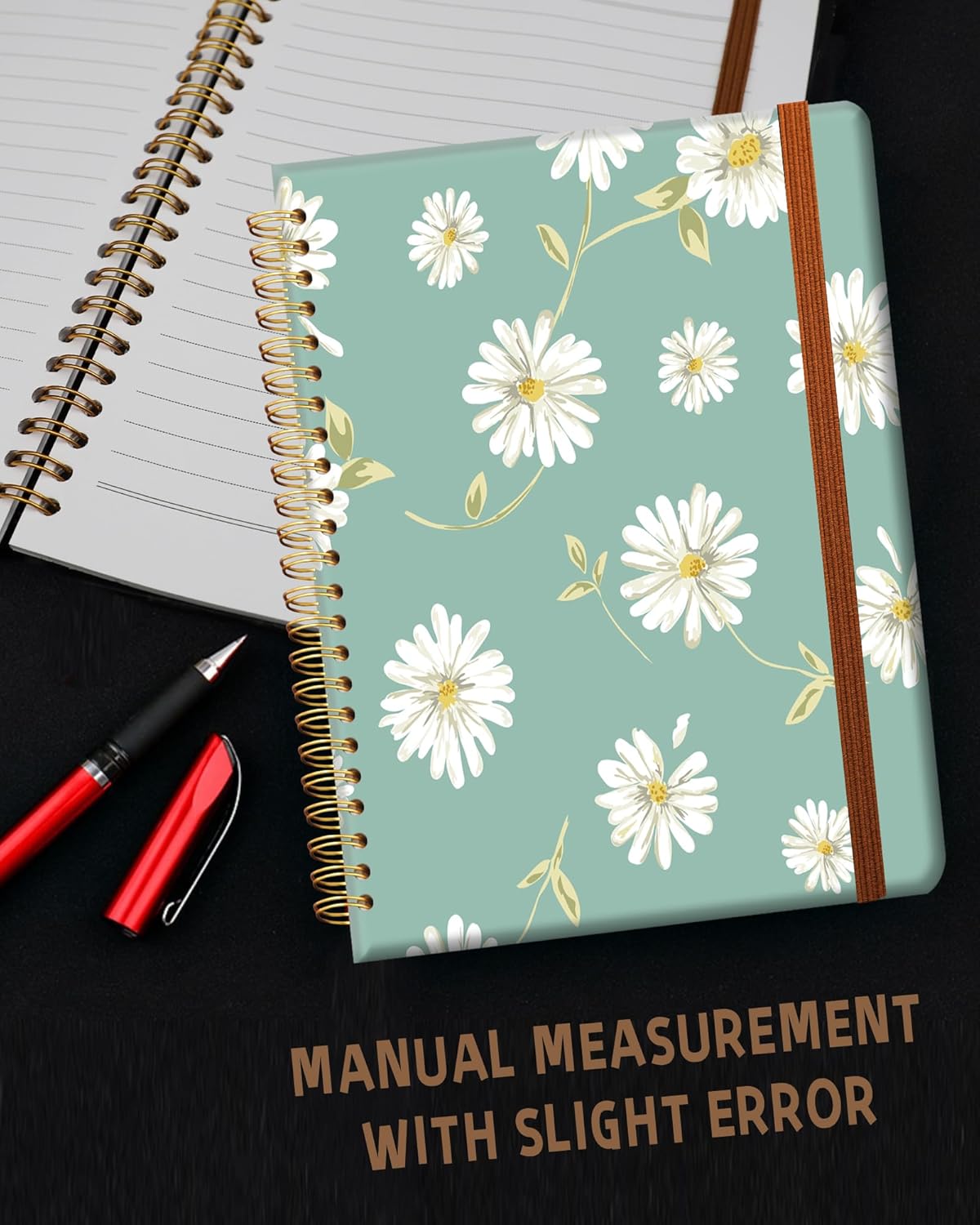 Ruled Spiral Writing Notebook,A5 Hardcover Lined College Journal for Women Lady,Fashion Puppy Watercolor Strong Twin-Wire Binding with Premium Paper,8.4" X 6",Perfect for School,Office,Home Gifts(Beautiful Daisy)