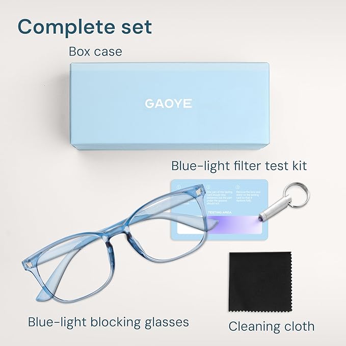 Gaoye Blue Light Glasses for Computer & Gaming - Anti UV Ray Lenses, Scratch-Resistant & Comfort Fit