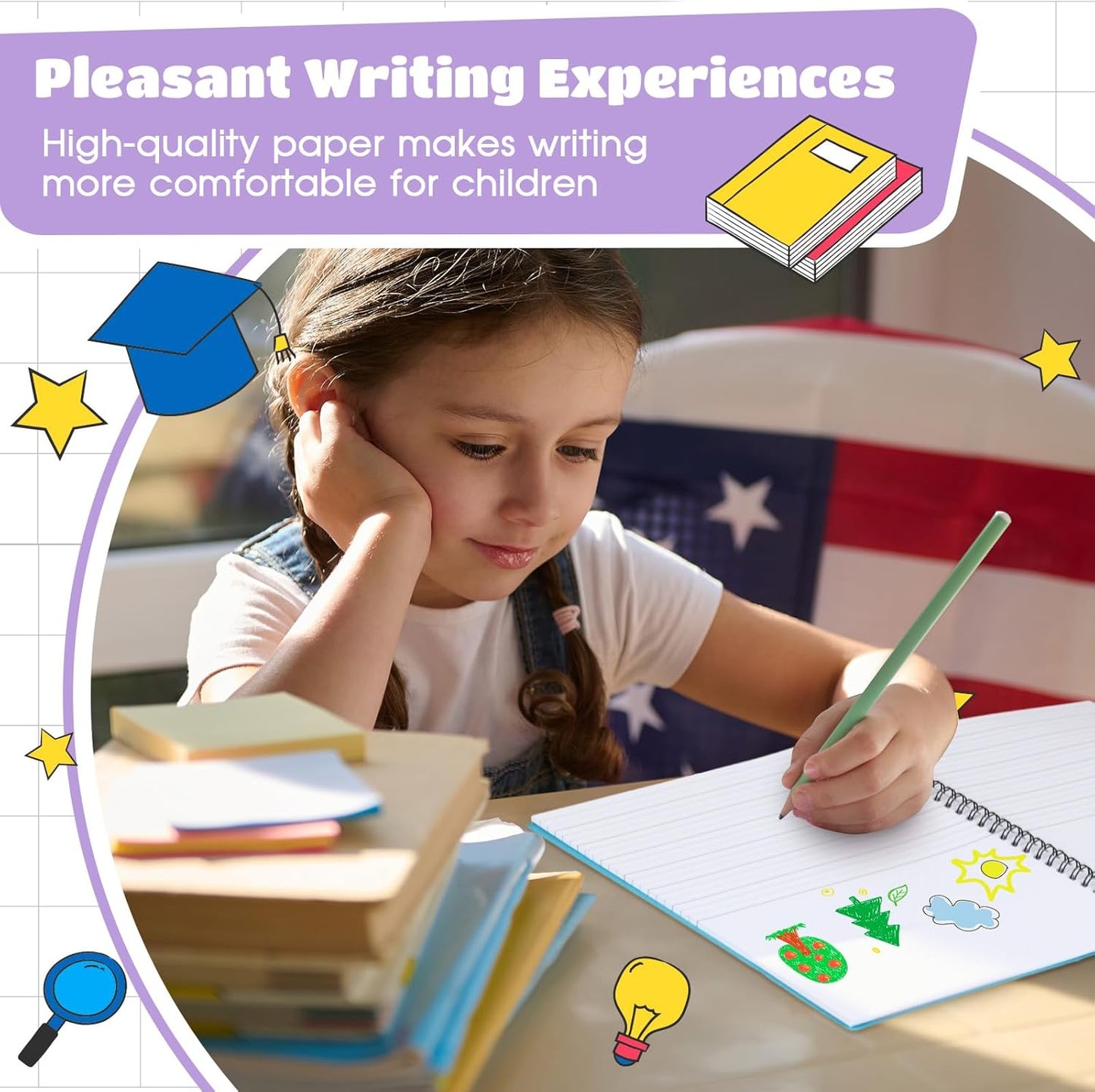 Henoyso 10 Pcs 100/50 Sheets Primary Composition Notebook K-2 Bulk Spiral Primary Journal Drawing Handwriting Practice for Kids Kindergarten 1st 2nd Back to School Supplies (Macaron Color,100 Sheets)