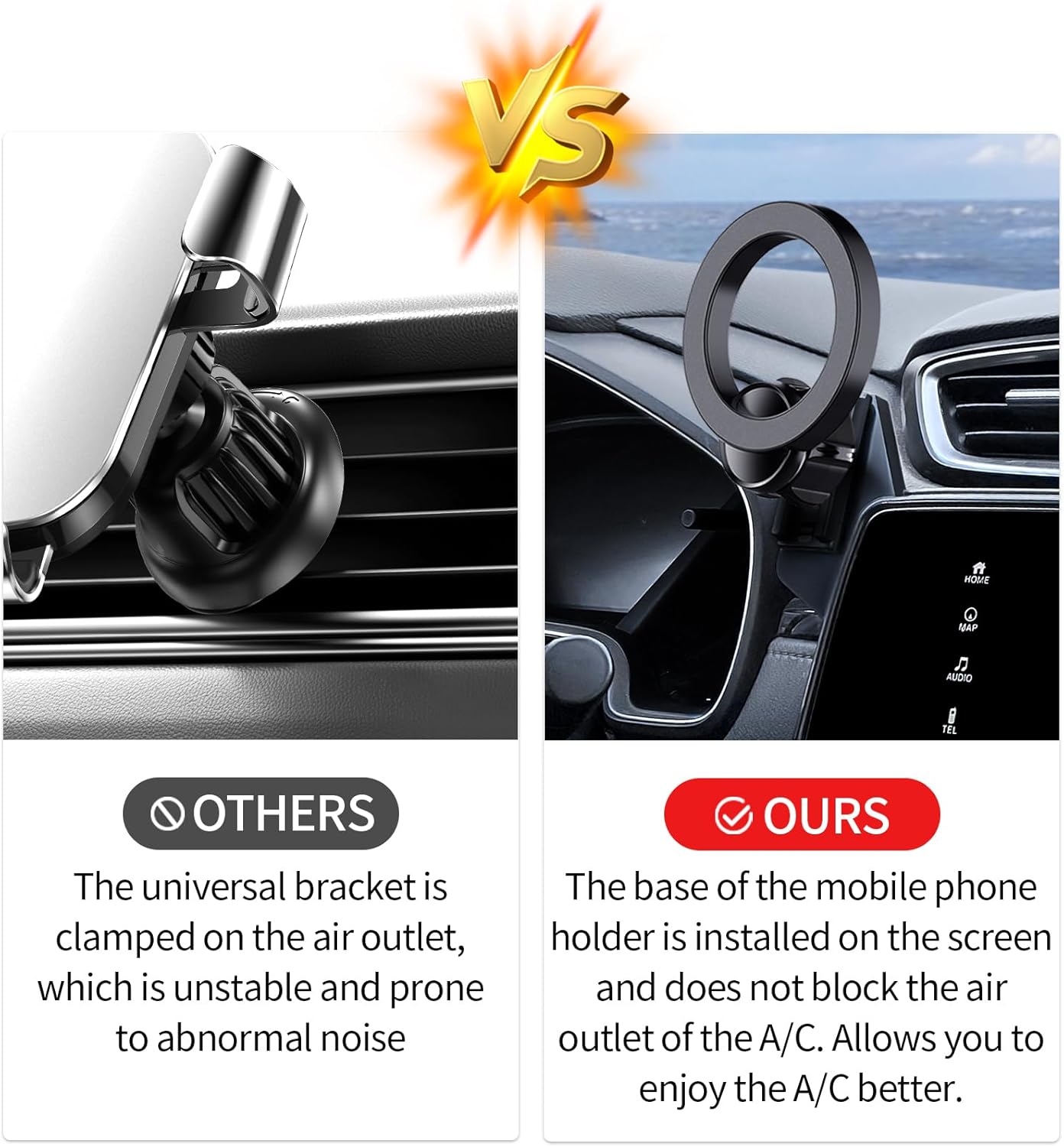 MaserWeller Car Phone Holder for Honda CRV CR-V 2017-2022 Accessories Screen Fixed Clip, 360° Rotation Phone Mount Compatible with MagSafe, Cell Phone Holder Does Not Affect Air Vent