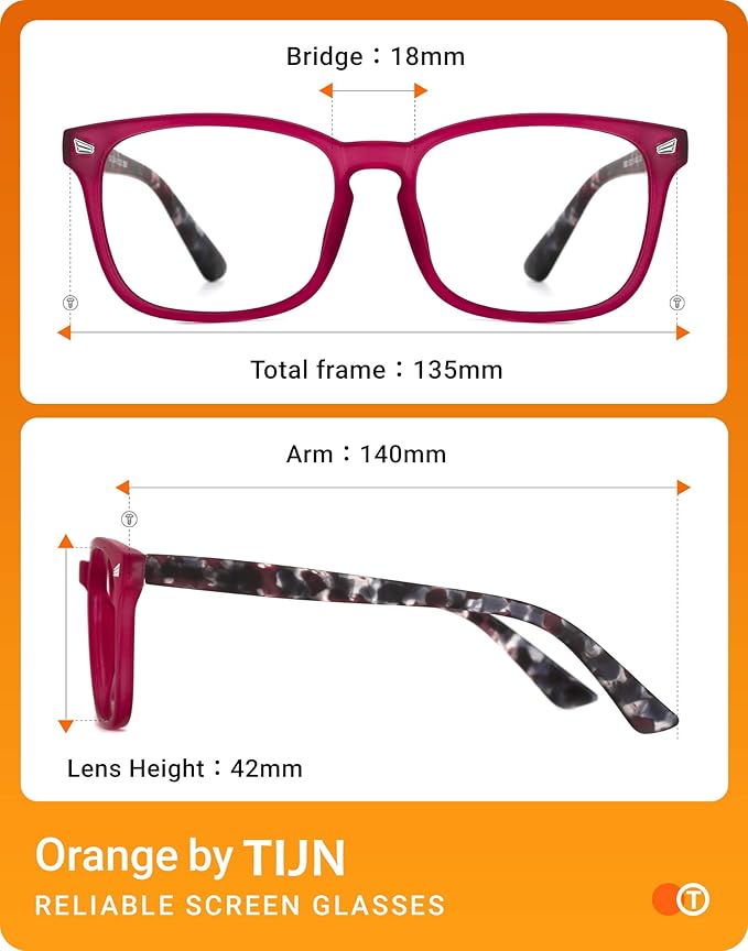 TIJN Blue Light Blocking Glasses for Women Men Clear Frame Square Nerd Eyeglasses Anti Blue Ray Computer Screen Glasses (Matte Burgundy)
