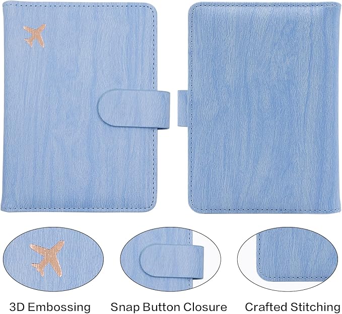 Melsbrinna Rfid Passport Holder for Travel women/Men, Cute Passport Wallet Rfid Blocking Card Slots, Rfid Passport Cover/CaseTravel Wallet, Passport Book Holder (1, Blue4)