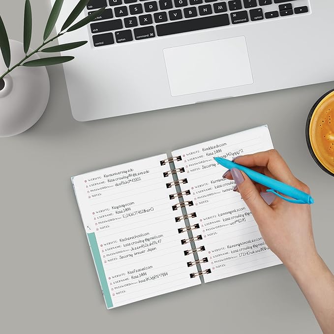 PLANBERRY Password Book Premium – Small Internet Address Organizer with A-Z Tabs – Pocket Website Password Keeper with Alphabetical Tabs – 4.7x5.7″, Hardcover (Natural Green)