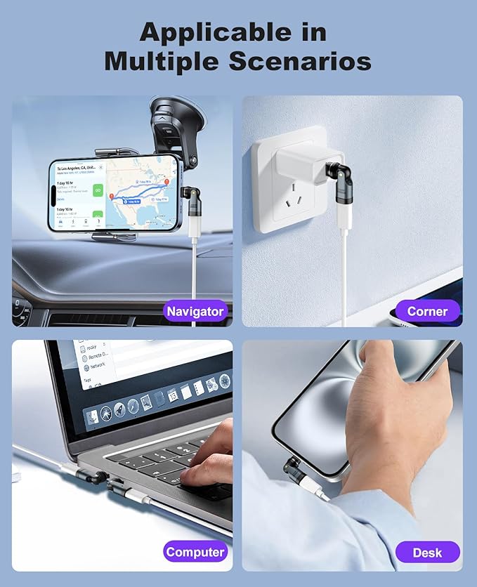 TiMOVO USB C Magnetic Adapter, (2 Pack) PD 240W Charging, Data Transfer, Right Angle C to C Adapter Extender for iPad/iPhone, Gray