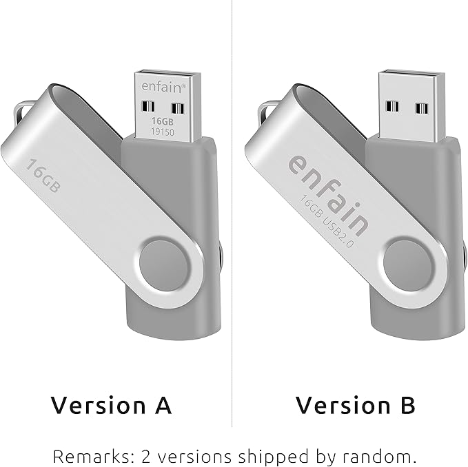 Enfain 16GB Gray Flash Drive USB 2.0 Bulk Thumb Drive Low Profile Jump Drives 10 Pack for Professional Data Distributing and Sharing in Work