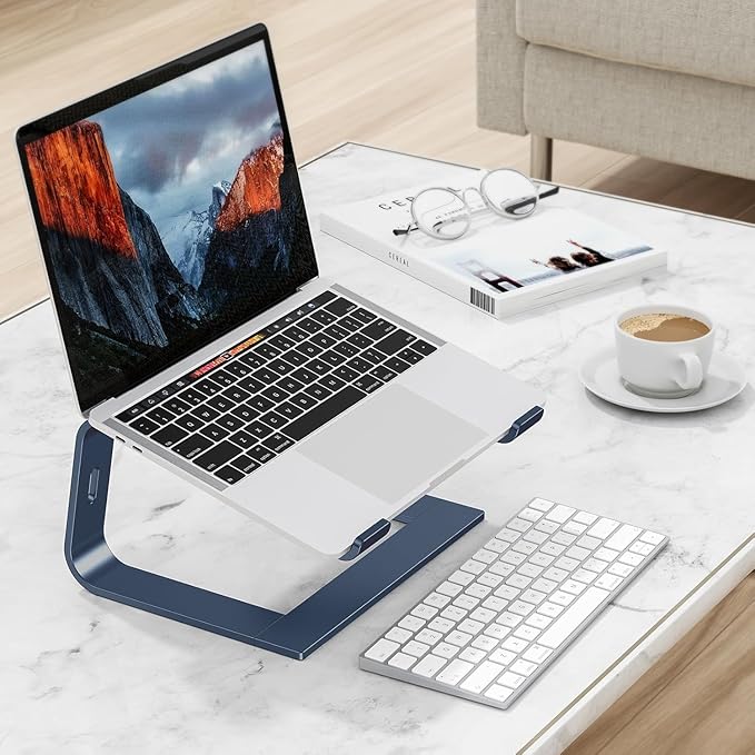 OMOTON Laptop Stand - Detachable Laptop Mount, Aluminum Holder for Desk, Compatible with MacBook, Dell, HP & More (11-16 inch), DeepNavy