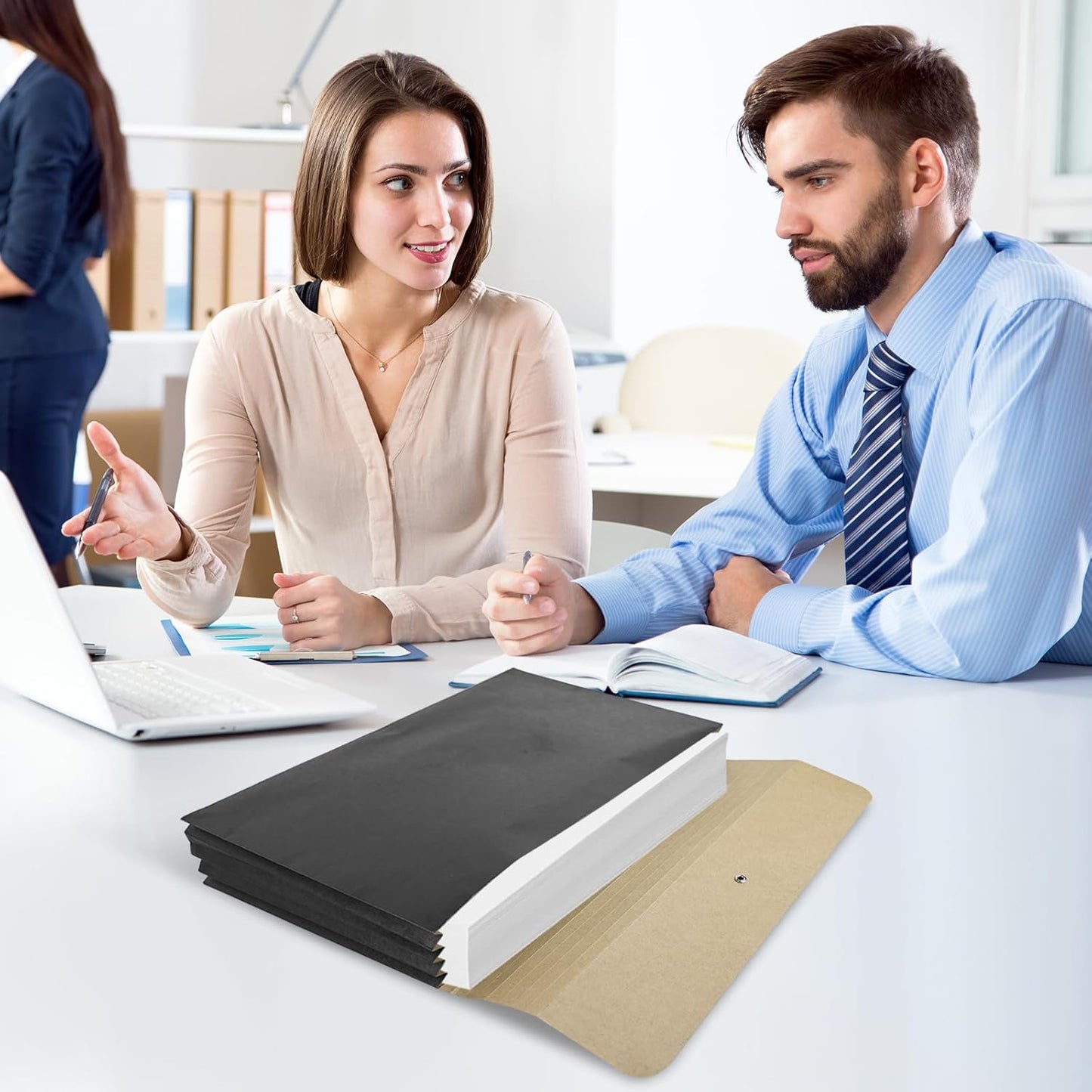 3 Pcs Accordion File Wallet Expanding File Folder with Flap and Cord Closure, 4 Inch Expansion, Letter Size Accordion Files Organizer, 10 x 15 Inches, Black