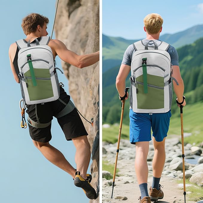 20L Lightweight Hiking Backpack for Men & Women – Small Travel Daypack with Phone Pocket – Durable & Compact for Hiking,Traveling,Camping,and Outdoor Adventure,White