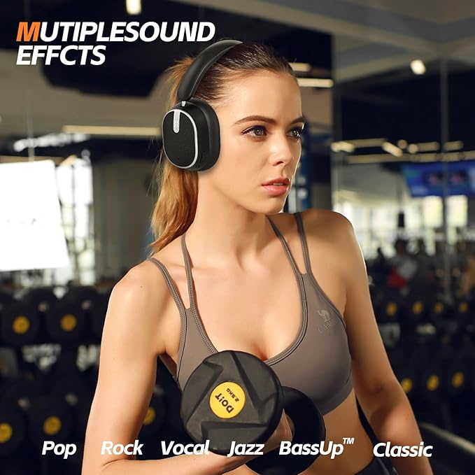 Hybrid Active Noise Cancelling Bluetooth Headphones, Over Ear Wireless Headphones with 60H Playtime, Hi-Res Audio, Deep Bass, Memory Foam Ear Cups for Home Office Travel