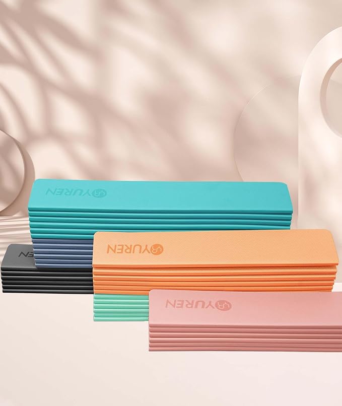 Foldable Yoga Mat 10mm Thick Wide Exercise Mat Non Slip Workout Mat for Home Gym, Travel, with Yoga Carrying Bag