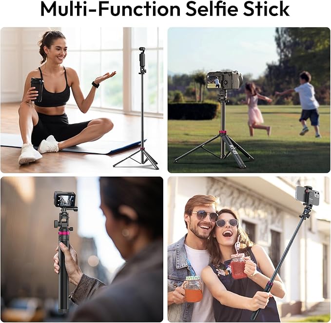 ULANZI MT-89 Extendable Tripod Aluminum, 82" Portable Adjustable Light Stand with 1/4" Screw Quick Release, 360° Ball Head Camera Phone Tripod for Camera Video Light Smartphone, Lightweight for Travel
