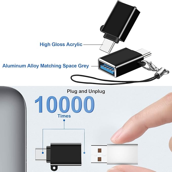 USB C to USB Adapter 8 Pack,USB to USBC Adapter,USBA Type C Adapter,USBC Adapters for iPhone 16 15,MacBook Pro/Air,iPad Pro,Samsung Galaxy and More(Black)