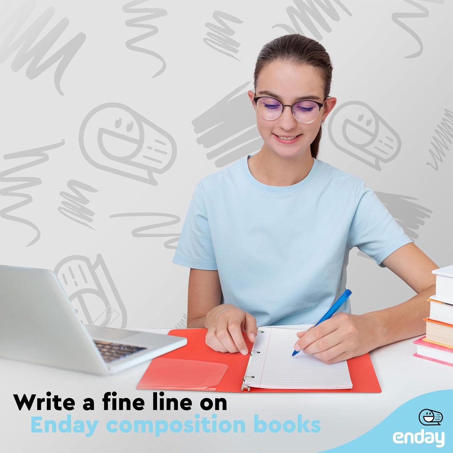 Loose Leaf Paper Wide Ruled Notebook Paper, 8" x 10.5" Filler Paper White, 3 Hole Punched Binder Paper for 3 Ring Binders, Lined Paper 150 Sheets Per Pack (2 Pack) - By Enday