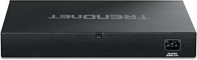 TRENDnet 12-Port 10G PoE++ Web Smart Switch, TPE-7124SBF, 720W PoE Power Budget, 8 x 10G PoE++ Ports, 4 x 10G SFP+ Ports, NDAA TAA Compliant, 1U 19" Rack Mountable, Lifetime Protection