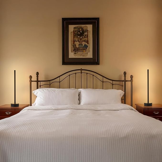 Cordless LED Table Lamp Set of Two, Battery Operated Portable Desk Lamp, Dimmable/3 Color/Memory Function, Modern Rechargeable Table Light for Living Room,Bedroom, Bedside, Black, 2 Pack