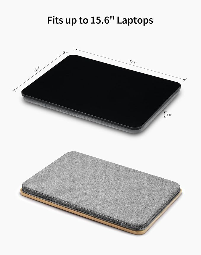 Portable Lap Laptop Desk with Pillow Cushion, Fits up to 15.6 inch Laptop, Lap Stand for Bed & Couch & Carpet, Book Tablet/Drawing Board/Computer Laptop Stand - Black