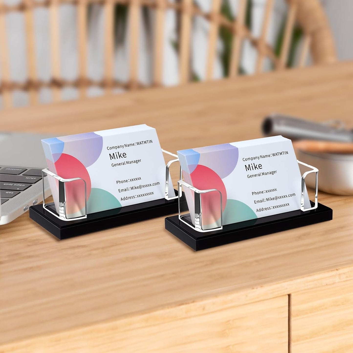 1 Pcs Acrylic Business Card Holder, Clear Black Acrylic Card Holder, Business Cards Display Stand for Women and Men Desk Accessories Office Home Exhibition , 1 Slot (1)