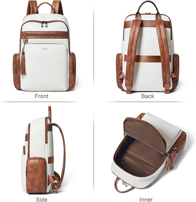 Shrrie Laptop Backpack for Women Fits 16 inch Laptop,Designer Backpacks for Women with Computer Compartment to Business (Beige)