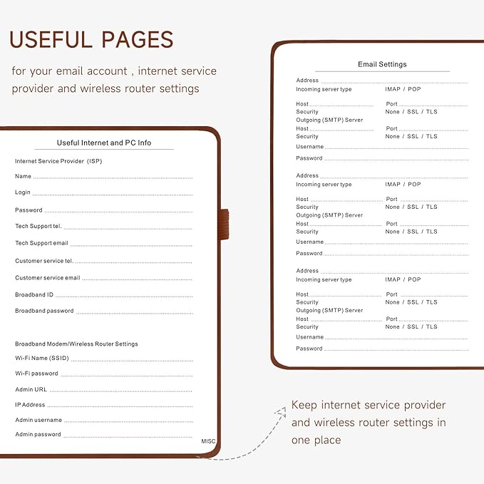 Password Book with Alphabetical Tabs – Hardcover Internet Address & Password Organizer – Password Keeper Notebook for Computer & Website – 5.2 x 7.6" Log-in Password Journal w/Thick Paper (Brown)