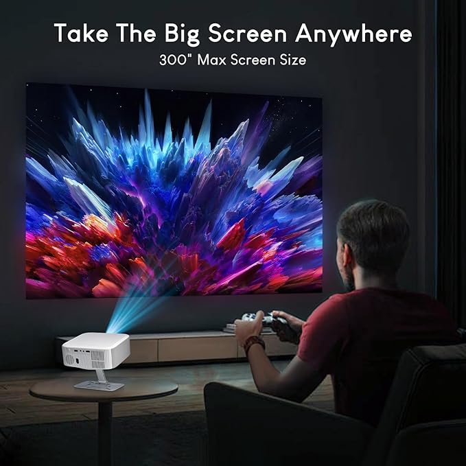 Netflix Licensed Projector with Wifi Bluetooth 4K, Auto Keystone/Electric Focus, Smart Android 13 NTV, 400 ANSI Lumen, 1080P Native Outdoor Movie Projector, Mini Portable, Built-in Apps (2025)