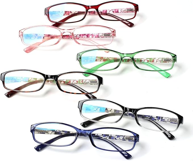 NORPERWIS 6 Pack Ladies Reading Glasses for Women Blue Light Blocking Spring Hinge Fashion Eyeglasses Readers for Women (Mix Color-2, 1.00)