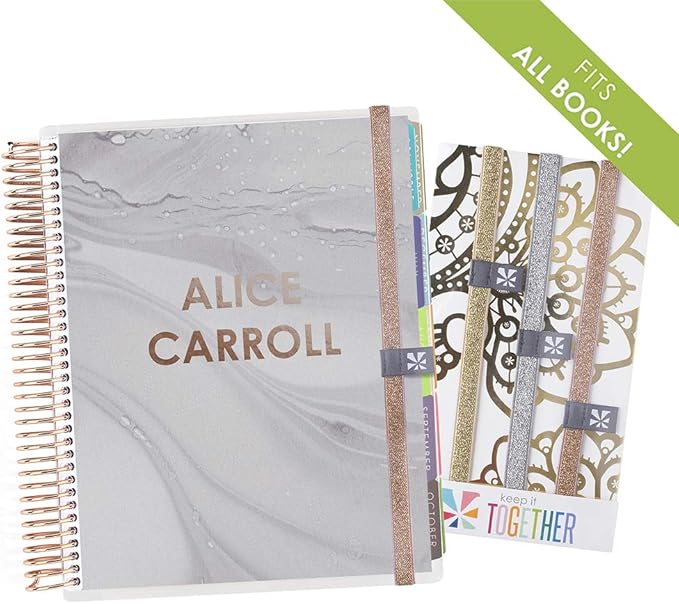 Erin Condren Designer Accessories - Metallic Elastic Band Trio - 3 Pack - Each Band Measures 7.25" x .5", Great Way to Glam Up Your Planner or Notebook