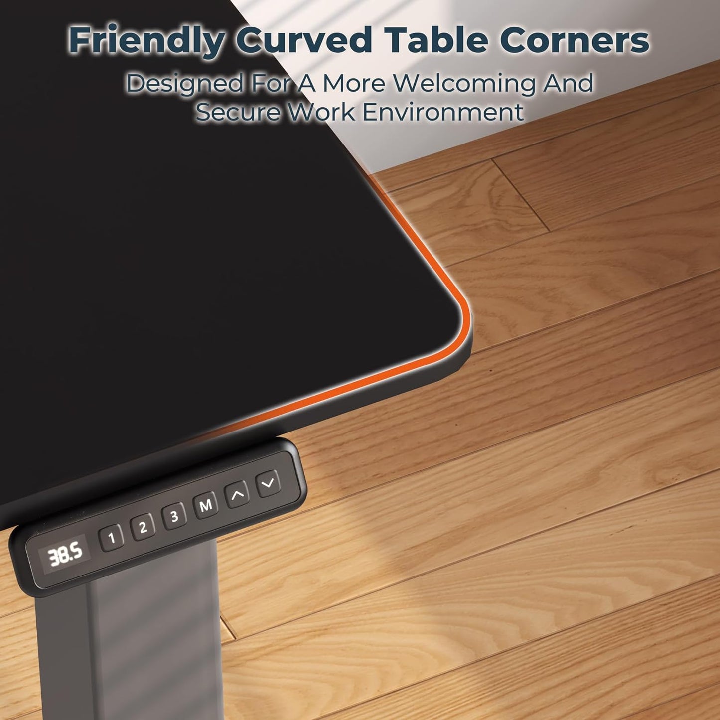 4 Legs Standing Desk, Large 55x28 Inches Electric Adjustable Height Desks with Splice Board, Stand Up Desk Home Office Computer Workstation, Black