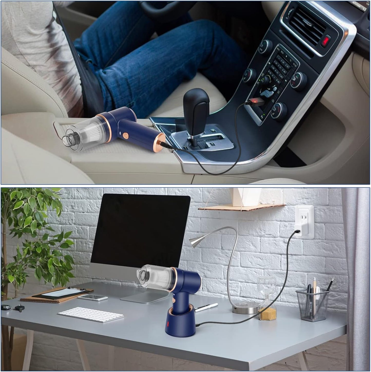 8Kpa Mini Handheld Vacuum Cleaner, 120W High Power Cordless Keyboard Vacuum, 2-in-1 Desk Vacuum & Air Duster with LED Light & Multi-Nozzles for Car, Computer, Sewing Machine