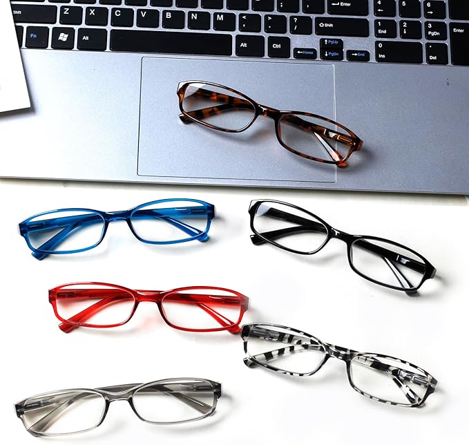 NORPERWIS 6 Pack Ladies Reading Glasses for Women Blue Light Blocking Spring Hinge Fashion Eyeglasses Readers for Women (6 Pack Mix Color-8, 0.00)