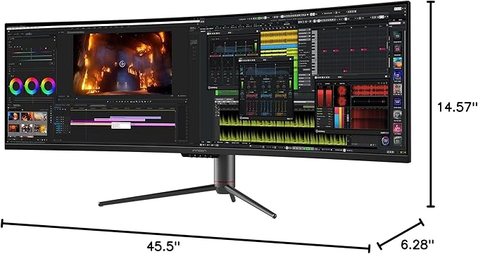 INNOCN 49" Curved Gaming Monitor 144Hz Ultrawide 32:9 WDFHD 3840 x 1080P, R1800, 99% sRGB, HDR400, USB Type C, DisplayPort, HDMI, Built-in Speakers, Height/Tilt Adjustable - 49C1G