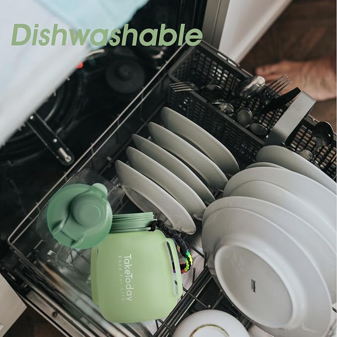 TakeToday 40 OZ Motivational Water Bottle with Straw and Paracord Handle 1.2L Silicone Sports Water Bottle with Time Marker(Green)