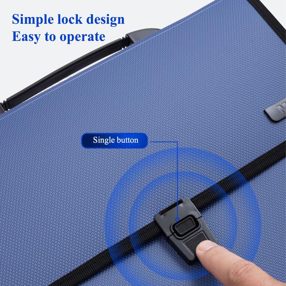 M&G Expanding File Folder 12 Pockets Accordion File Organizer with Labels, Portable Document Receipt Organizer for A4 Letter Size Paper, Waterproof Folder for Bussiness School Office Supplies (Blue)
