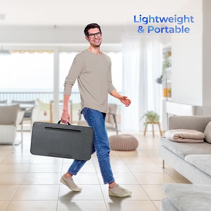 Lap Desk - Portable Laptop Stand & Stand, Fits Up to 17.3 in, Washable Cushion, Built-in Phone Holder & Mouse Pad - Gaming, Eating, Writing, Working on Bed, Couch,Floor - L.DOCTOR(Large, Gaming Accs)