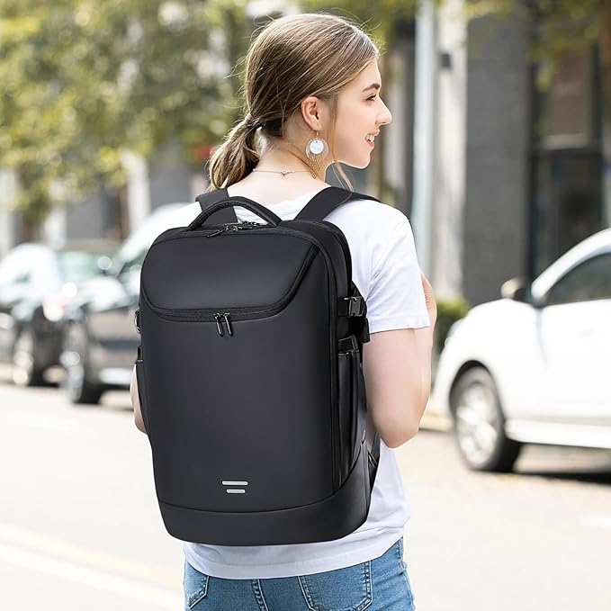 Travel Backpack for Women, Carry on Luggage 30L Flight Approved Water-resistant Lightweight Business Backpack Fits 17.3 Inch Laptop with Shoes Compartment, Black