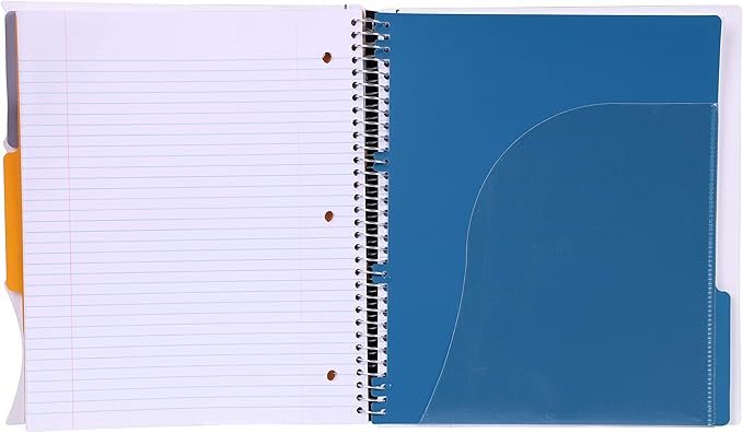 Mintra Office Durable PREMIUM Spiral Notebook, ((White, 3 Subject, 8.5in x 11in)), Fabric Covered Coils, No Snags, Removable Adjustable Pocket Dividers, Ruler, Organization, Customizable