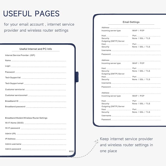 Password Book with Alphabetical Tabs – Hardcover Internet Address & Password Organizer – Password Keeper Notebook for Computer & Website – 5.2 x 7.6" Log-in Password Journal w/Thick Paper (Navy Blue)